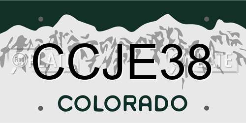 CCJE38 Colorado License Plate