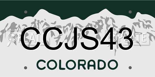 CCJS43 Colorado License Plate