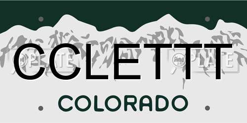 CCLETTT Colorado License Plate