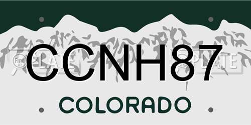 CCNH87 Colorado License Plate