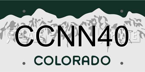 CCNN40 Colorado License Plate