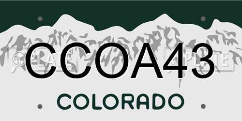 CCOA43 Colorado License Plate