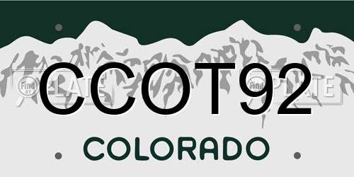 CCOT92 Colorado License Plate