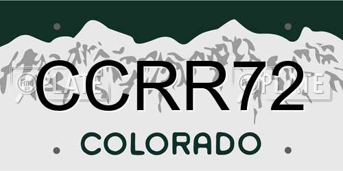 CCRR72 Colorado License Plate