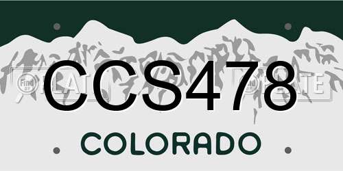 CCS478 Colorado License Plate