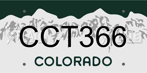 CCT366 Colorado License Plate