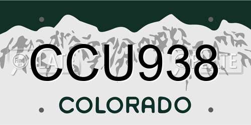 CCU938 Colorado License Plate