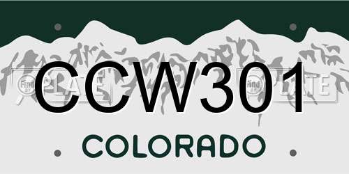 CCW301 Colorado License Plate