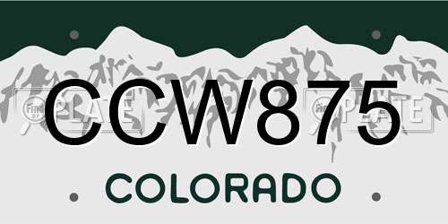 CCW875 Colorado License Plate