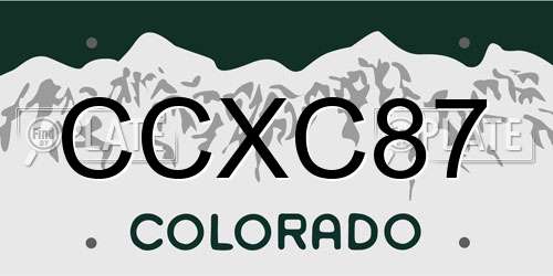 CCXC87 Colorado License Plate