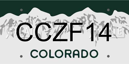 CCZF14 Colorado License Plate