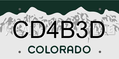 CD4B3D Colorado License Plate