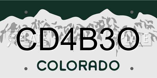 CD4B3O Colorado License Plate