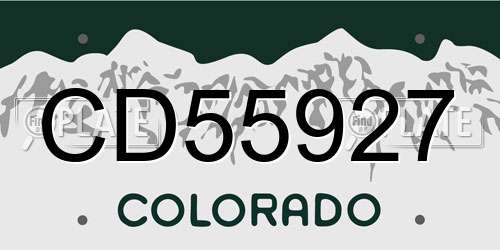 CD55927 Colorado License Plate