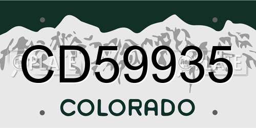 CD59935 Colorado License Plate