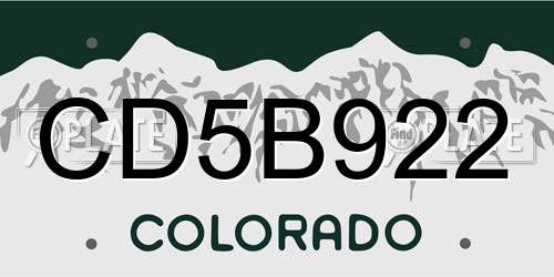 CD5B922 Colorado License Plate