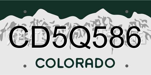 CD5Q586 Colorado License Plate
