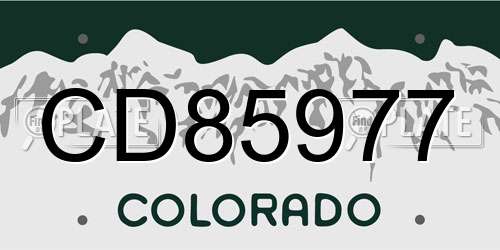 CD85977 Colorado License Plate