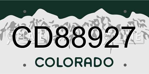 CD88927 Colorado License Plate