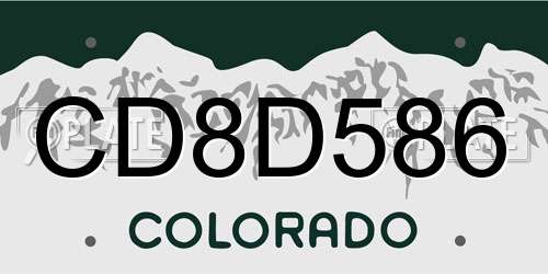 CD8D586 Colorado License Plate