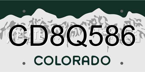 CD8Q586 Colorado License Plate