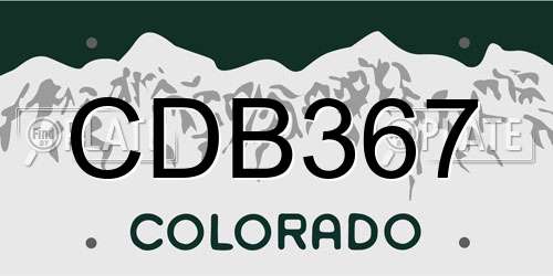 CDB367 Colorado License Plate