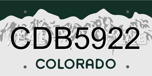 CDB5922 Colorado License Plate
