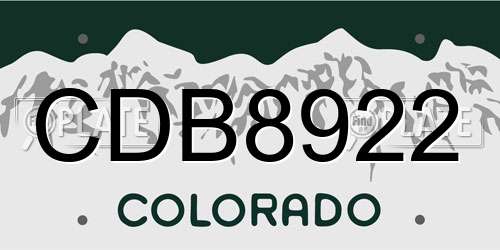 CDB8922 Colorado License Plate
