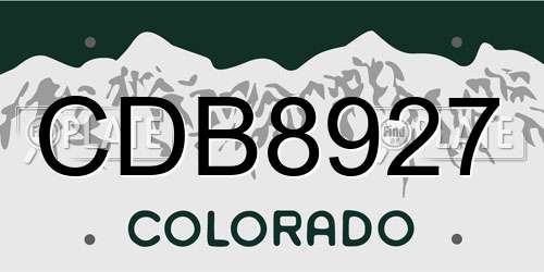 CDB8927 Colorado License Plate