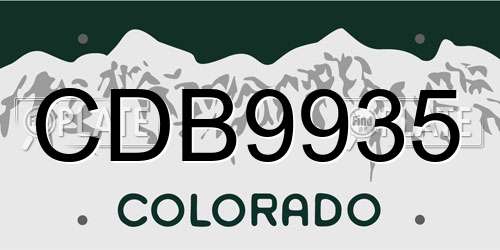 CDB9935 Colorado License Plate