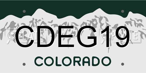 CDEG19 Colorado License Plate