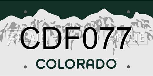 CDF077 Colorado License Plate