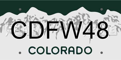 CDFW48 Colorado License Plate
