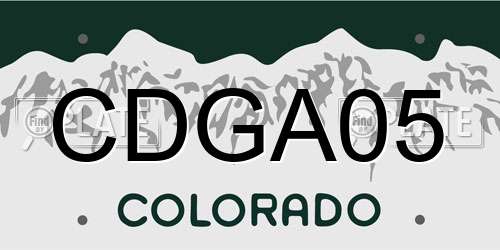 CDGA05 Colorado License Plate