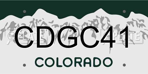 CDGC41 Colorado License Plate