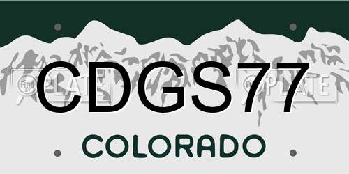 CDGS77 Colorado License Plate