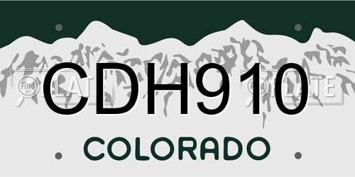 CDH910 Colorado License Plate
