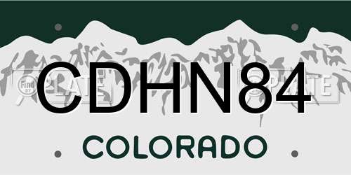 CDHN84 Colorado License Plate
