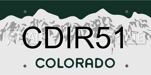 CDIR51 Colorado License Plate