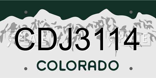 CDJ3114 Colorado License Plate