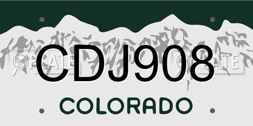 CDJ908 Colorado License Plate