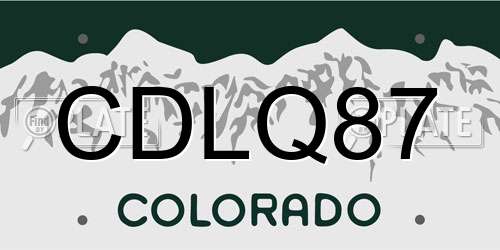 CDLQ87 Colorado License Plate