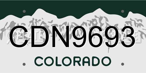 CDN9693 Colorado License Plate