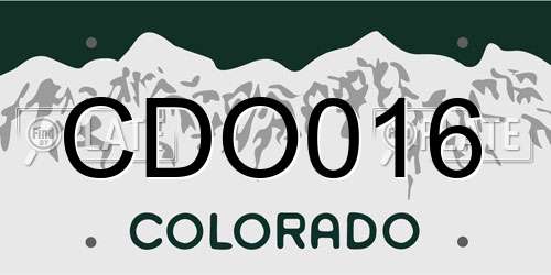 CDO016 Colorado License Plate