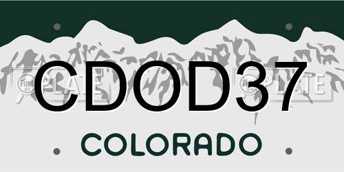CDOD37 Colorado License Plate