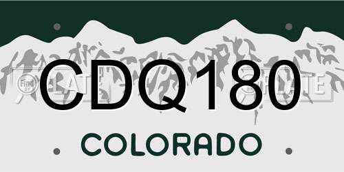 CDQ180 Colorado License Plate