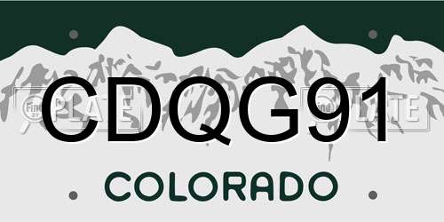 CDQG91 Colorado License Plate