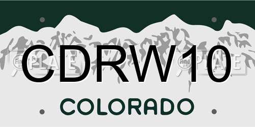 CDRW10 Colorado License Plate