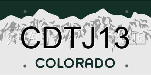 CDTJ13 Colorado License Plate