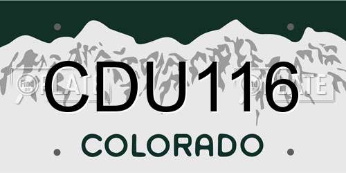 CDU116 Colorado License Plate